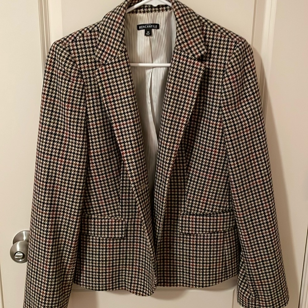 J. Crew Houndstooth Blazer in Black, White & Brown
